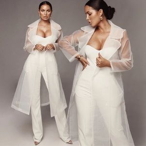 Jluxlabel White Sheer Coat